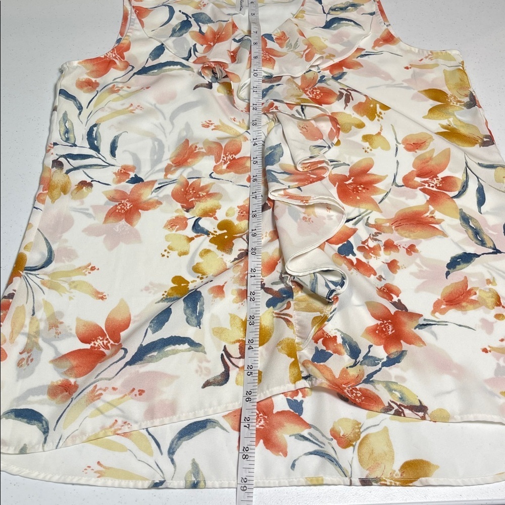 NY Collection Floral Ruffle Blouse - Peach and Gold - Picture 12 of 12
